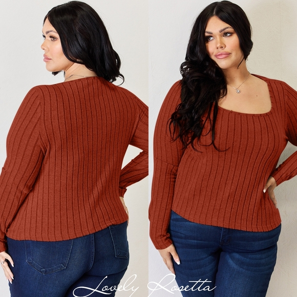 Women's Ribbed Rust Top - Picture 5 of 15
